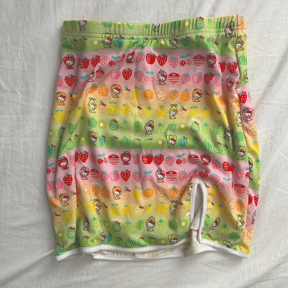 🐬 Y2K VINTAGE MIAMI MALIBU FRUIT HELLO KITTY SUNSET RAINBOW SKIRT